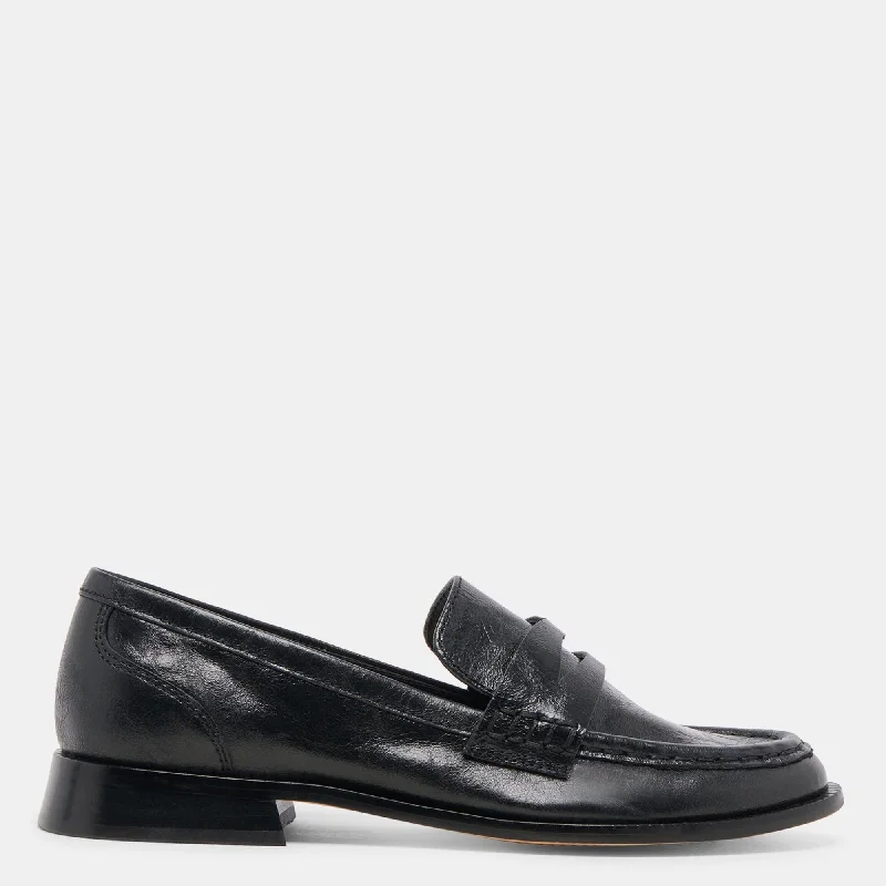 Hilly Loafers Black Leather Athleisure Derby Style  