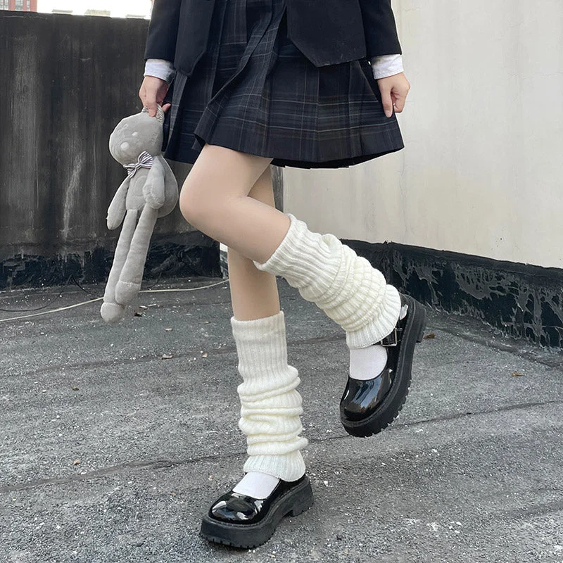 Hua Nai Cat~Winter Lolita Long Socks Knit Thigh-High Foot Covers Aesthetic  