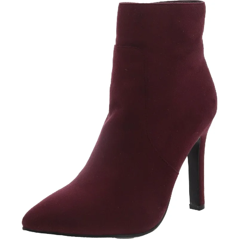 IDIFU Womens Faux Suede Zipper Ankle Boots Quilted Shoe Design  