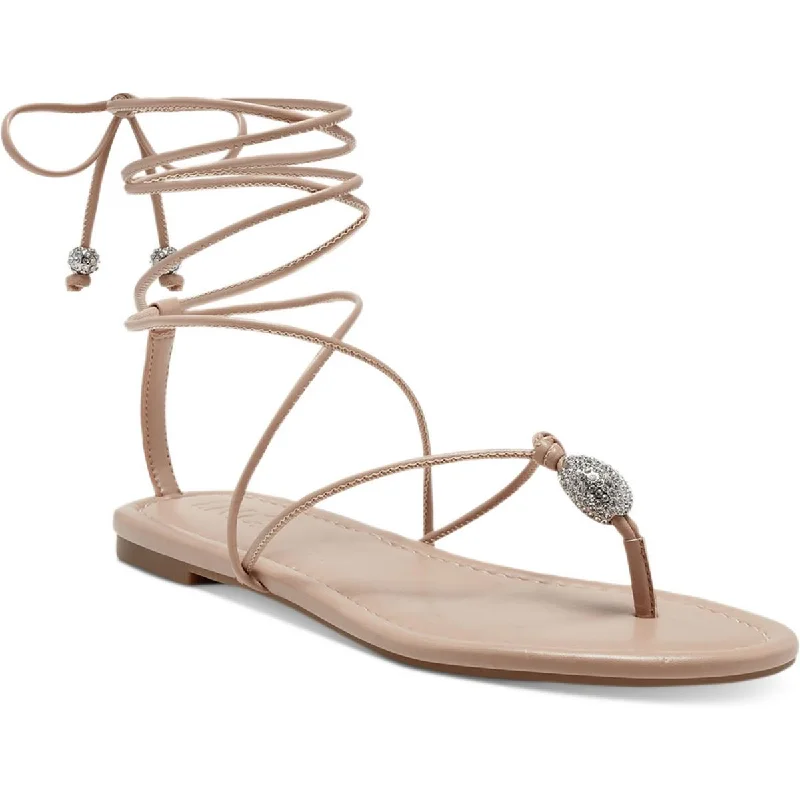 INC Womens Amille Faux Leather Ankle Tie Strappy Sandals Strap - Up Sandal Resort Style INC Womens Amille Faux Leather Ankle Tie Strappy Sandals Strap - Up Sandal Resort Style