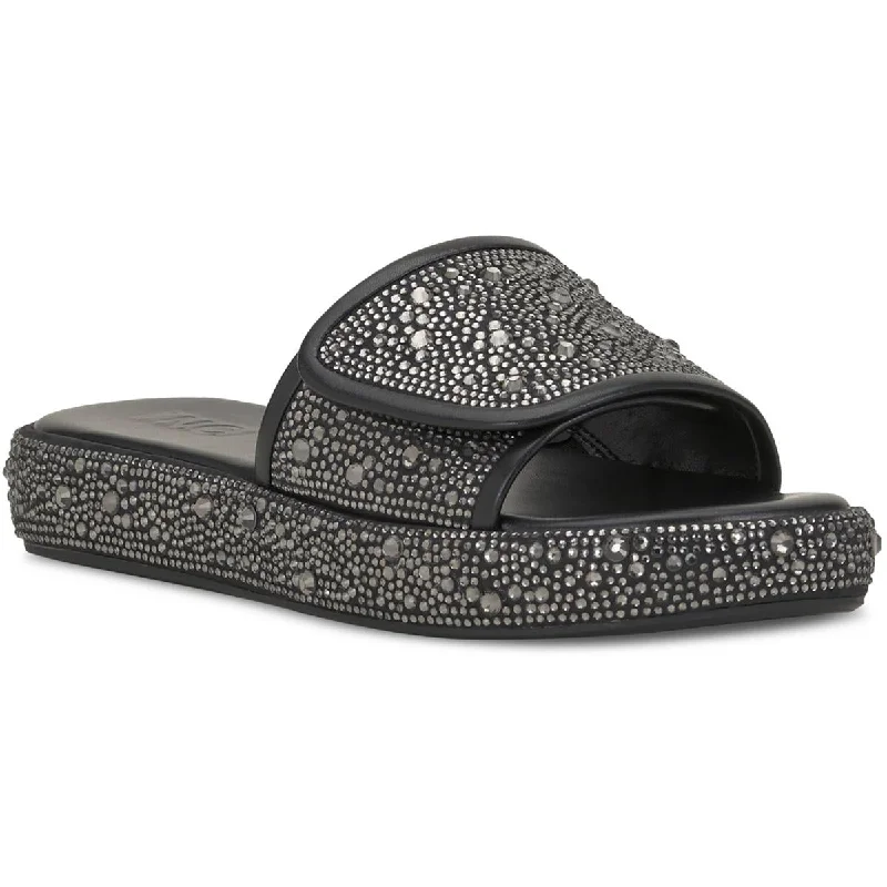 INC Womens Faux Leather Slip On Slide Sandals British Gentleman Oxford Style  