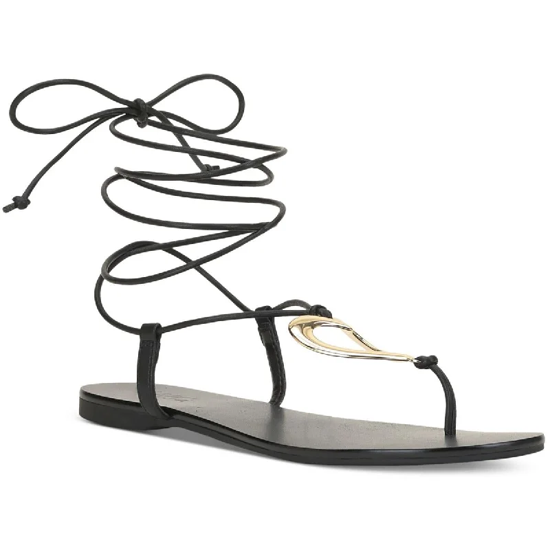 INC Womens Ganesa Faux Leather Ankle Tie Gladiator Sandals Artisan - Crafted Loafer Style  
