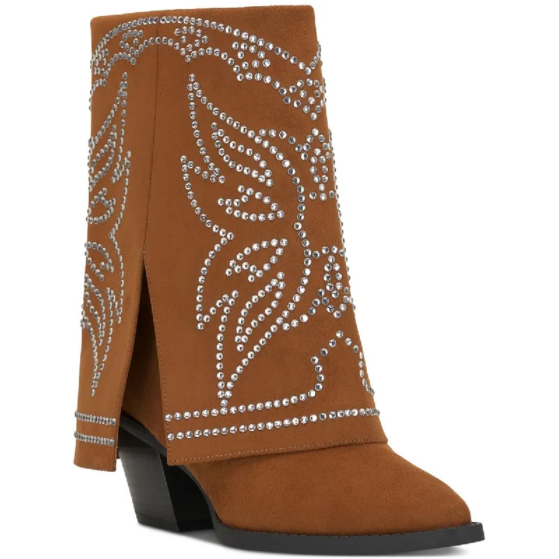 INC Womens Jadiza Faux Suede Ankle Cowboy, Western Boots Ankle - High Military Boot Style  