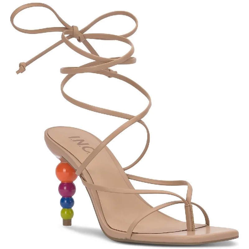 INC Womens Lellina Faux Leather Strappy Heels Buckle -