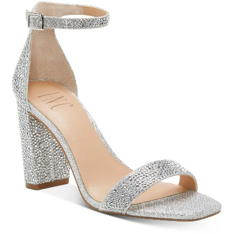 INC Womens Lexini 2 Rhinestone Heel Sandals Ivy League Loafer Look 