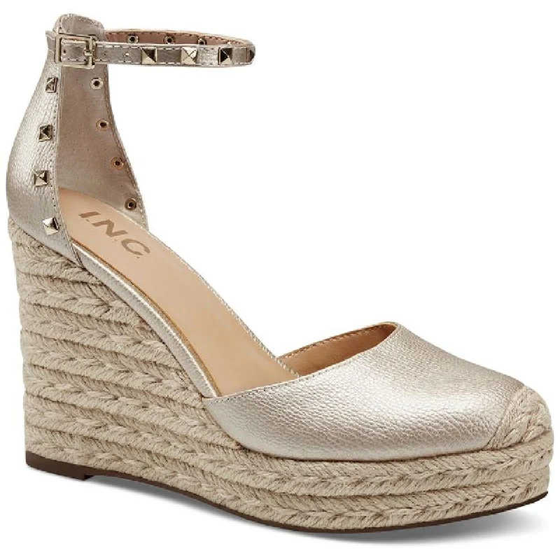 INC Womens Masin Faux Leather Closed Toe Wedge Sandals Desert Boot Utility Style  