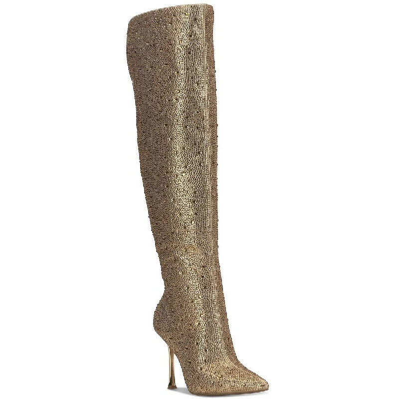 INC Womens Saveria 5 Rhinestone Tall Over-The-Knee Boots Art Deco - Inspired Shoe Look  