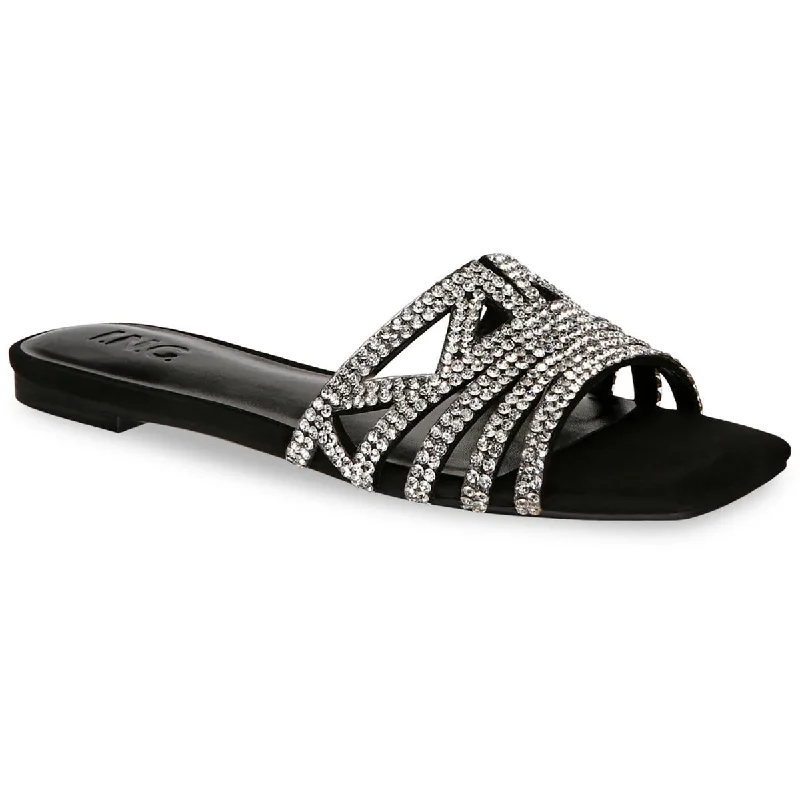 INC Womens Tianah Rhinestone Slip On Slide Sandals Beaded Moccasin Design 