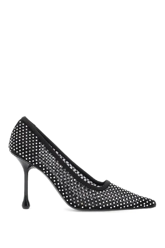 JIMMY CHOO ixia 95 mesh décolleté Beaded Moccasin Design 