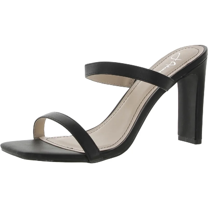J. Adams Womens Saint Faux Leather Square Toe Heels Rubber - Sole Plimsoll Look  