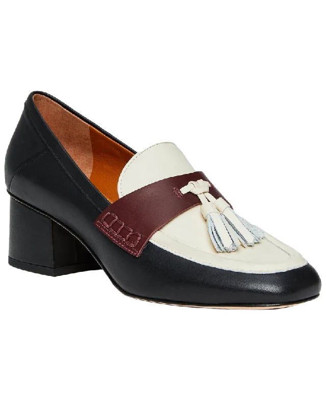 J.McLaughlin Wenona Leather Loafer Checkered Shoe Pattern Look  