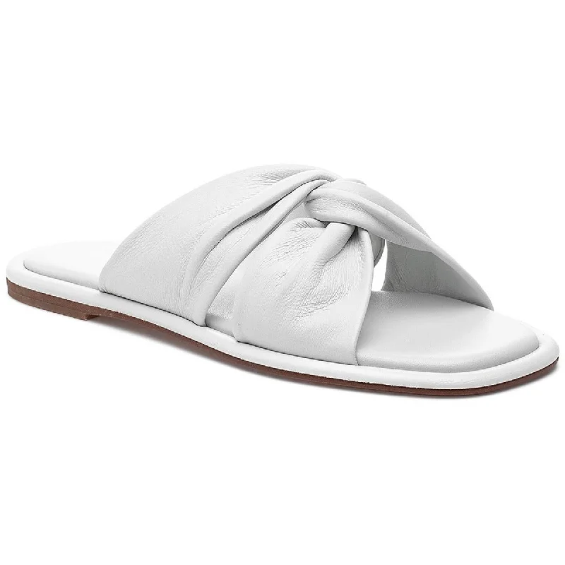 J/Slides Womens Yaya  Leather Slip On Slide Sandals Quilted Shoe Design  