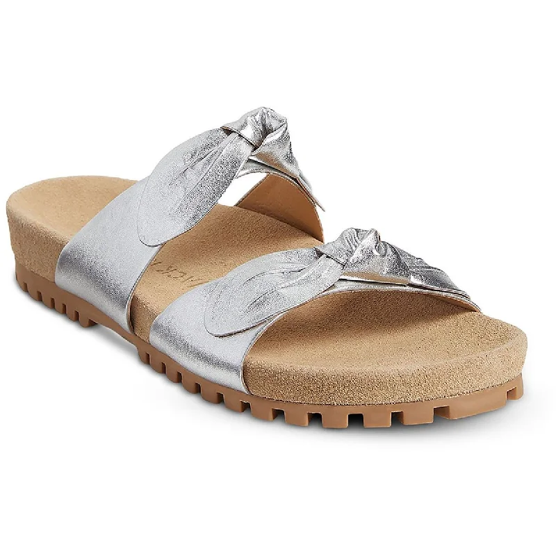 Jack Rogers Womens Rose Double Knot Comfort Sandal Leather Slide Sandals Edwardian Shoe Look  