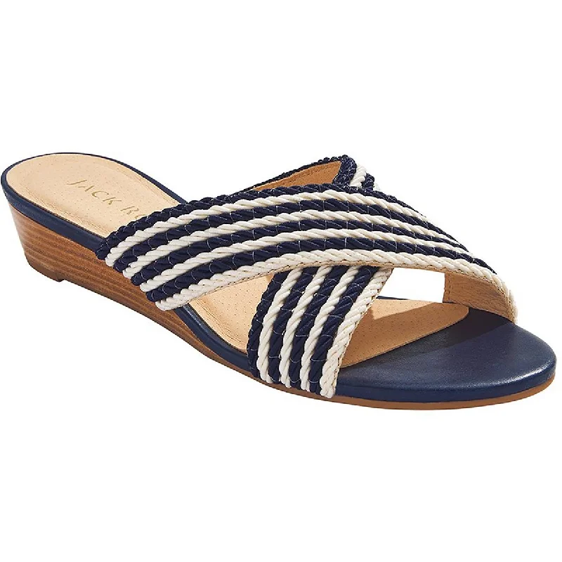 Jack Rogers Womens Dolphin Mini Woven Slip-On Wedge Sandals Paisley Print Shoe Design  