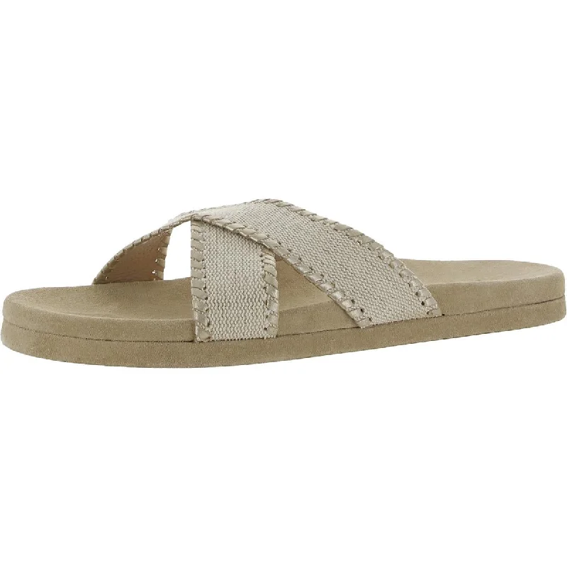 Jack Rogers Womens Lexi Leather Slip On Platform Sandals Monochromatic Shoe Look  