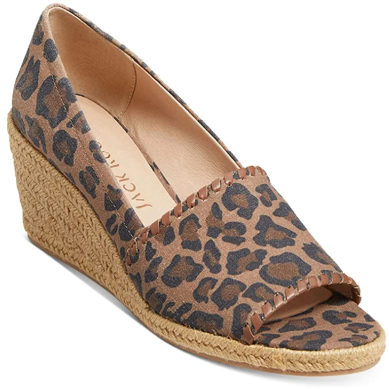 Jack Rogers Womens Palmer Animal Print Woven Espadrilles British Gentleman Oxford Style  