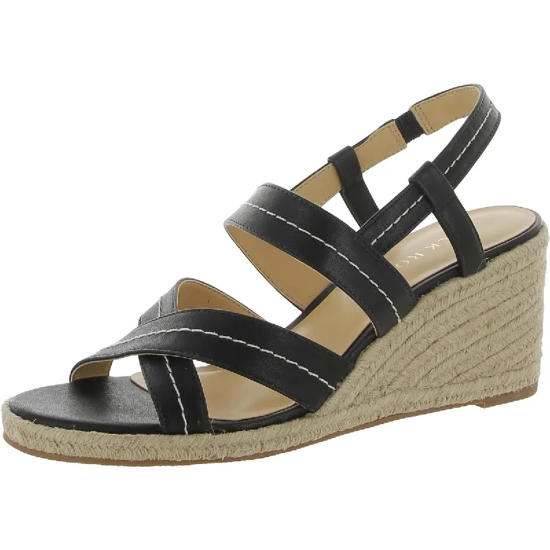 Jack Rogers Womens Polly Mid Faux Leather Slingback Wedge Sandals Mod Oxford Design  