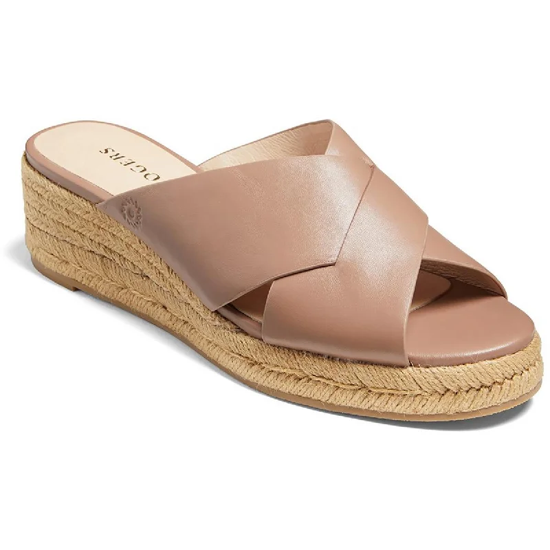 Jack Rogers Womens Slotted Sloan Leather Slip-On Wedge Sandals Upcycled Shoe Look  
