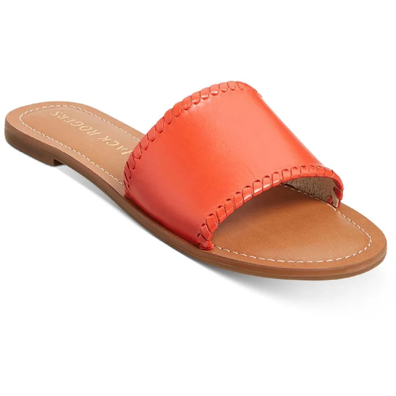 Jack Rogers Womens Sofia Faux Leather Slip On Flat Sandals Hemp - Material Shoe Style  