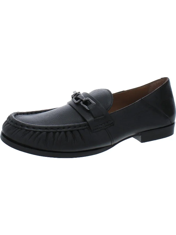 Janella Womens Leather Slip-On Loafers Distressed Leather Shoe Style  