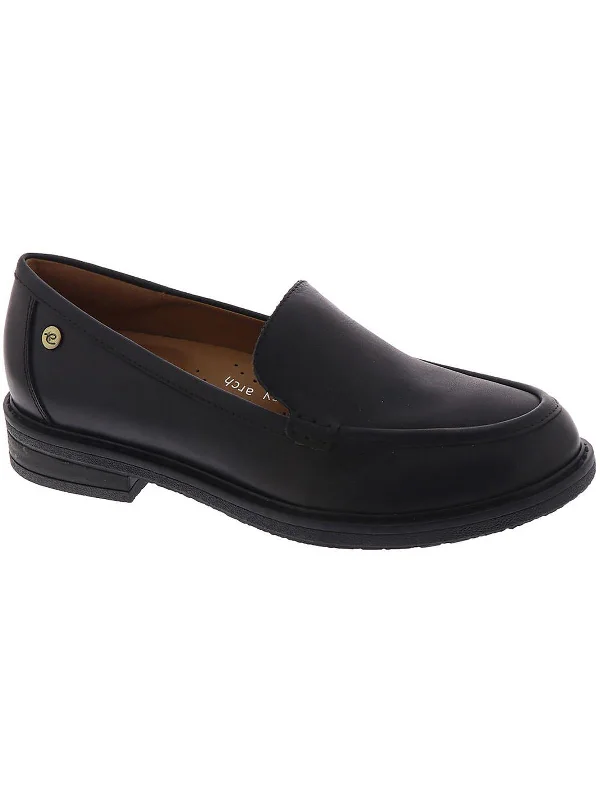 Jaylin Womens Leather Slip On Loafers Chunky Platform Sneaker Style  