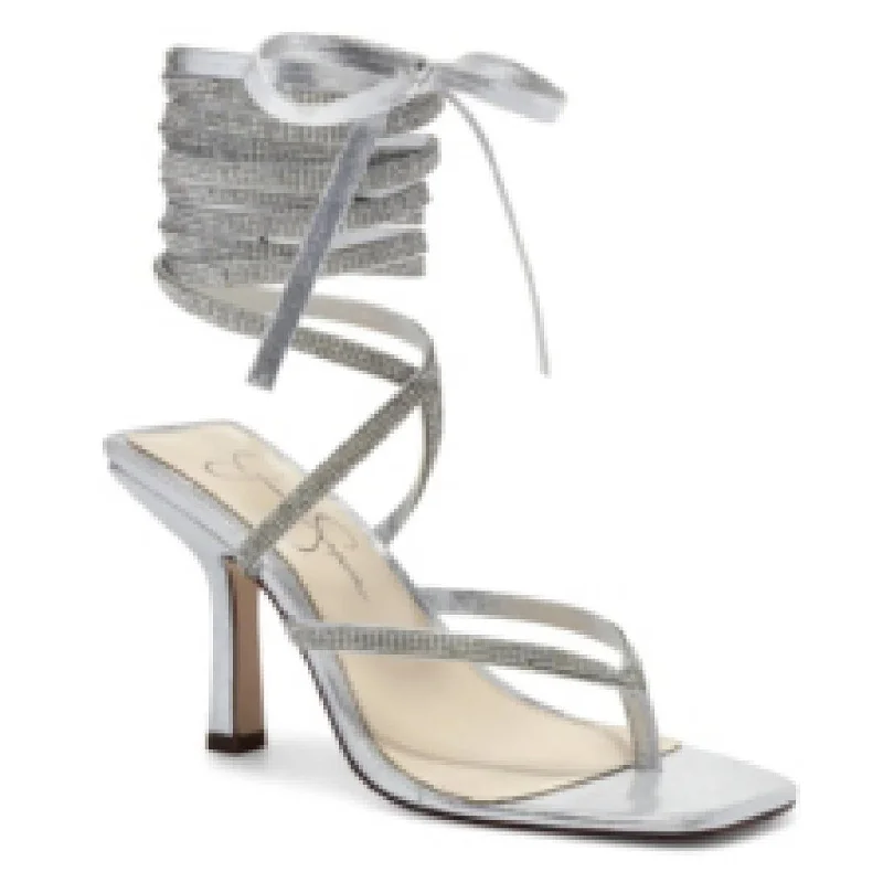Jessica Simpson Kelsa 2 Women's Ankle Wrap Rhinestone Dress Sandals Desert Boot Utility Style  