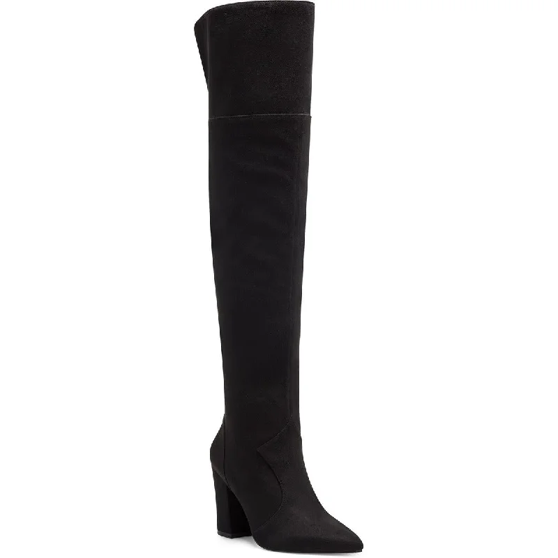 Jessica Simpson Womens Faux Suede Zipper Over-The-Knee Boots Combat - Inspired Military Boot Look  