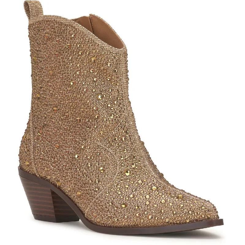 Jessica Simpson Womens Gold Ankle Zipper Cowboy, Western Boots Skateboarding Sneaker Style  