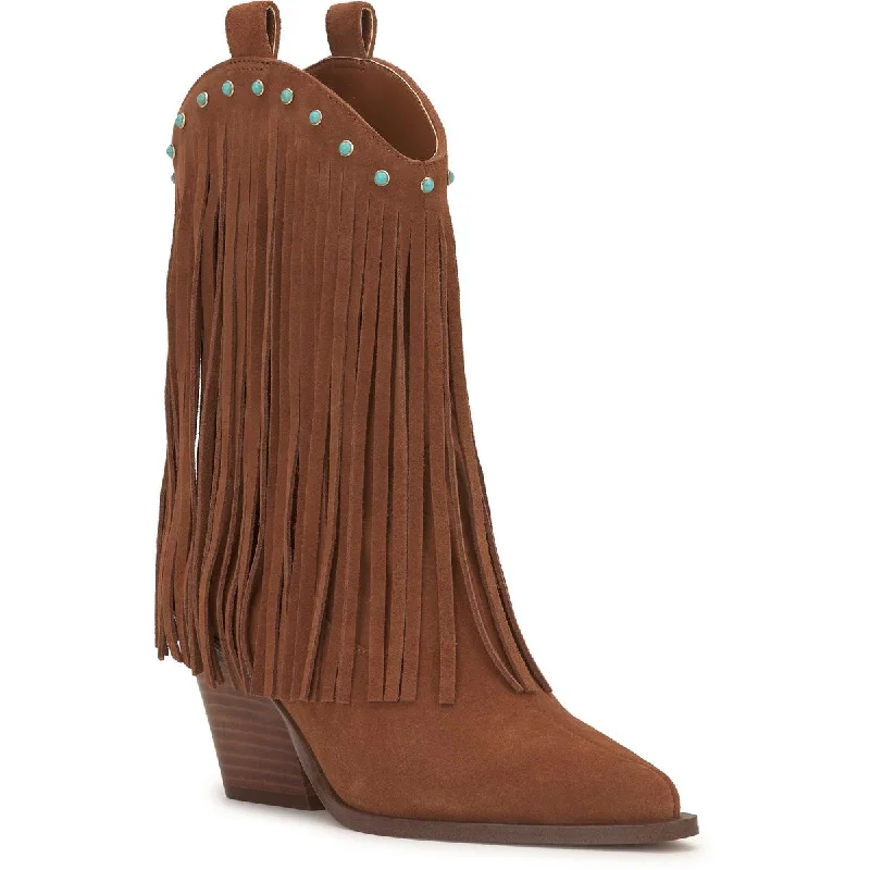 Jessica Simpson Womens Fringe Cowboy, Western Boots Memory - Foam Slipper Look  