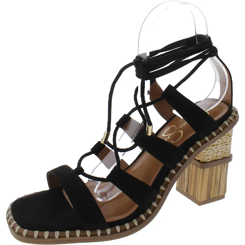Jessica Simpson Womens Lonor Strappy Pumps Heels Ankle - High Military Boot Style  
