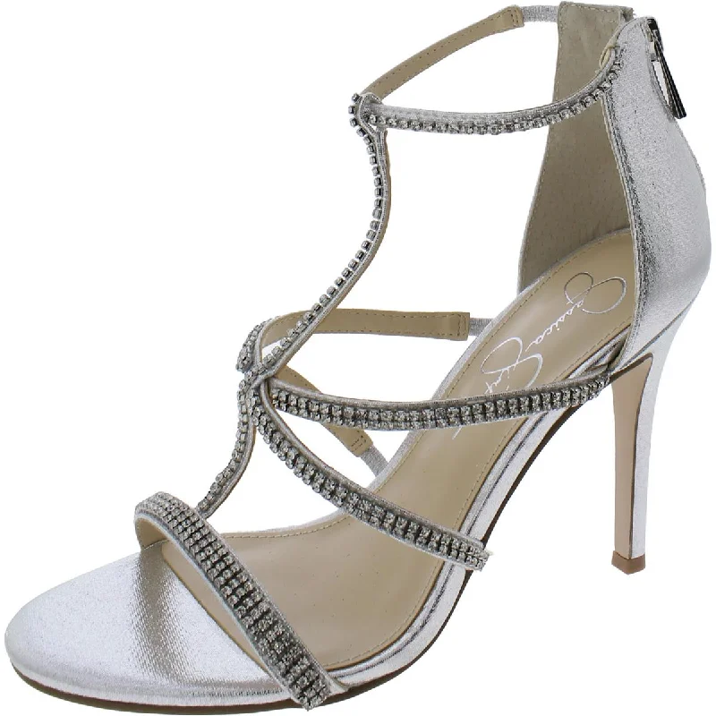 Jessica Simpson Womens Sidra Rhinestone Stiletto Heels Moccasin Soft - Sole Style  