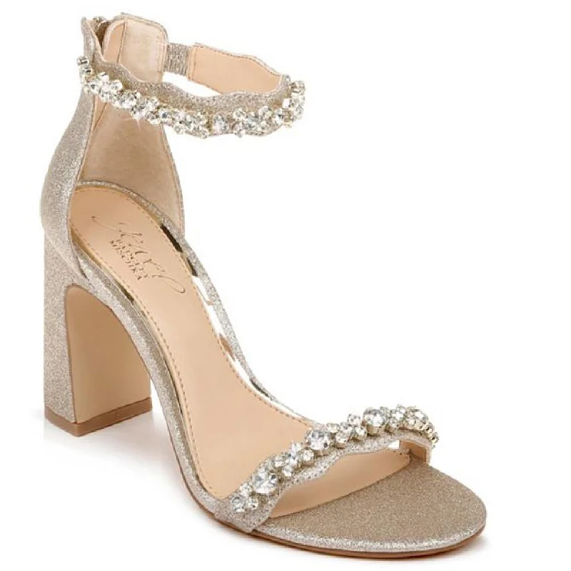 Jewel Badgley Mischka Womens Odessa Satin Rhinestone Heels Quilted Shoe Design  