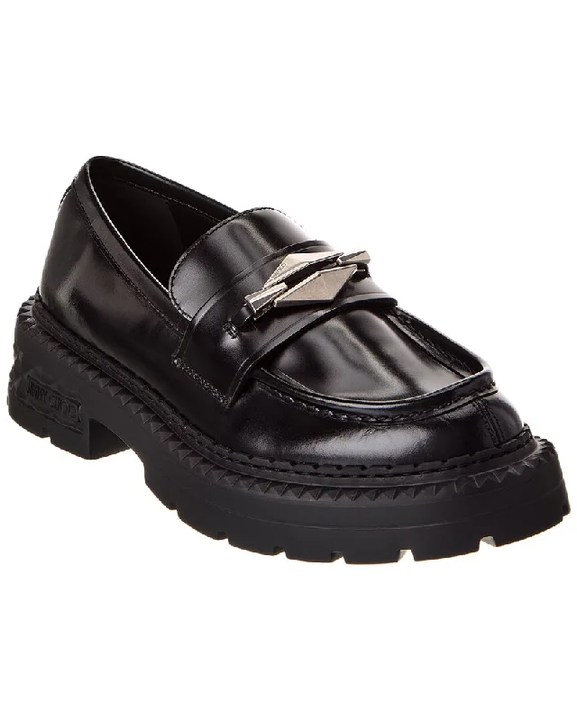 Jimmy Choo Marlow Diamond/F Leather Loafer Neon - Accent Sneaker Look  