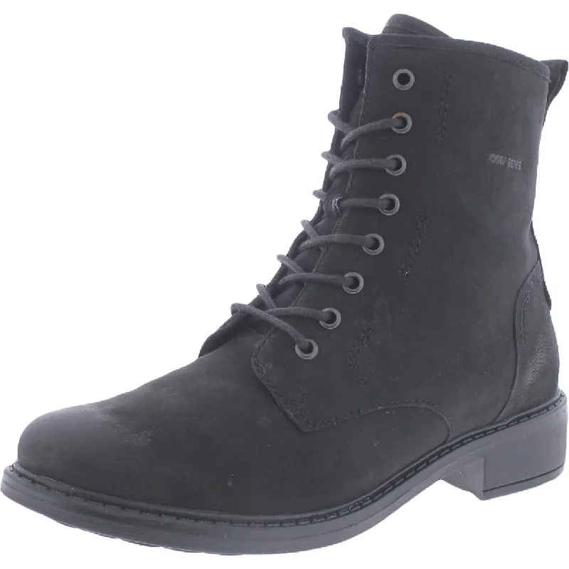 Josef Seibel Womens Selena 06 Leather Faux Fur Lined Combat & Lace-up Boots Upcycled Shoe Look  