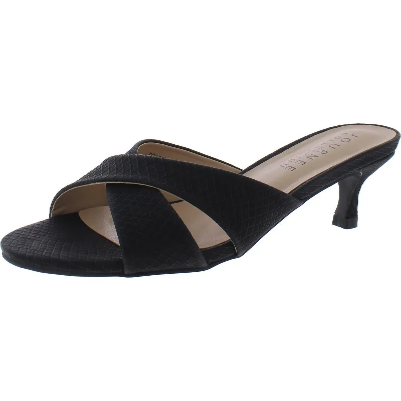 Journee Collection Womens Faux Leather Slide Sandals Performance Running Sneaker Look  