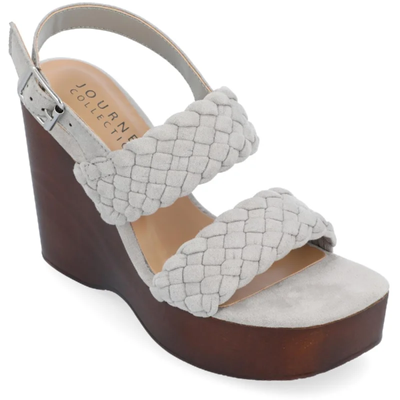 Journee Collection Womens AYVEE Square toe Ankle strap Wedge Sandals Skateboarding Sneaker Style Journee Collection Womens AYVEE Square toe Ankle strap Wedge Sandals Skateboarding Sneaker Style