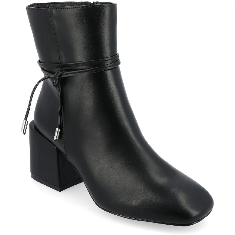 Journee Collection Womens Beverley Faux Leather Square Toe Booties Rubber - Sole Plimsoll Look  
