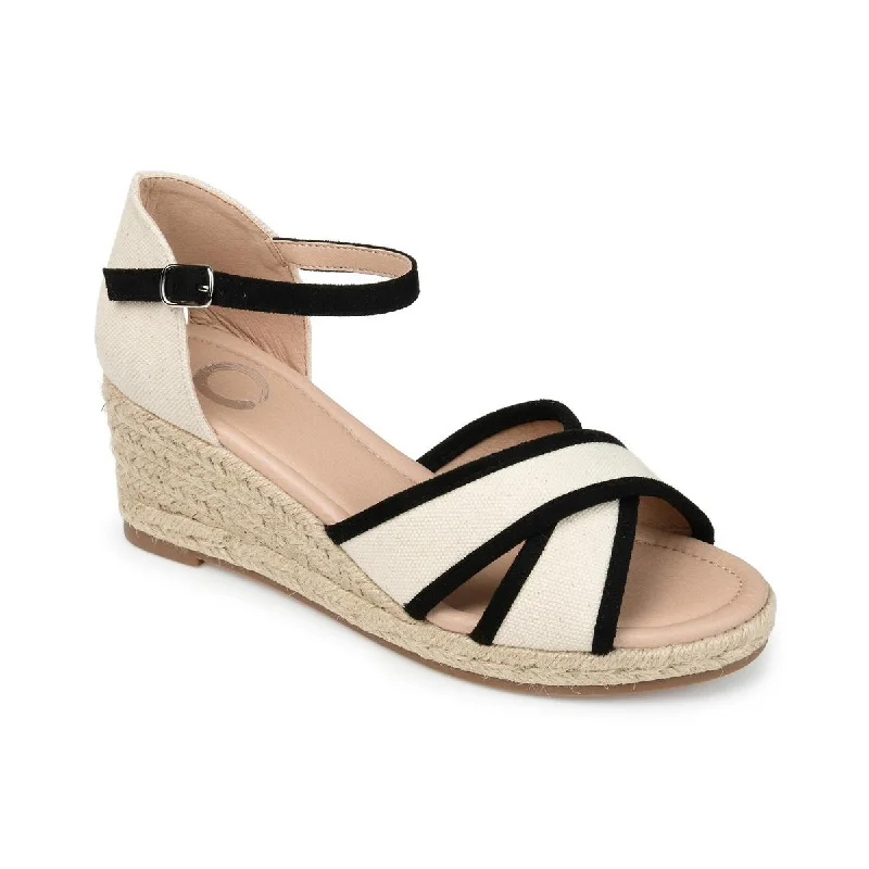 Journee Collection Womens Brene Open Toe Buckle Wedge Sandals Beaded Moccasin Design 