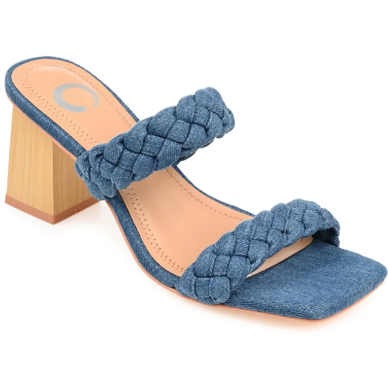 Journee Collection Womens Bronte Square Open Toe Strappy Block Heel Rubber - Sole Plimsoll Look  