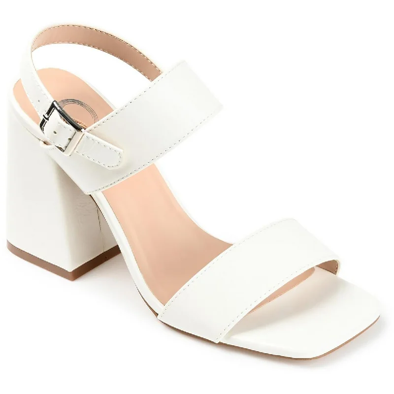 Journee Collection Womens Buckle Patent Leather Ankle Strap Distressed Leather Shoe Style  