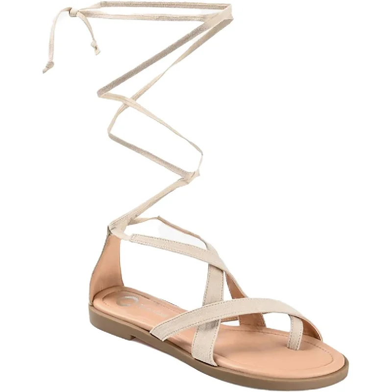 Journee Collection Womens Charlee Open Toe Ankle Tie Strappy Sandals Victorian - Era Boot Style  