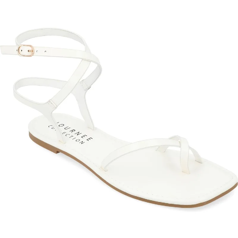 Journee Collection Womens Charra Faux Leather Square Toe Strappy Sandals Artisan - Crafted Loafer Style  