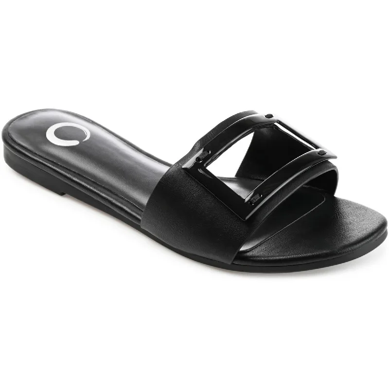 Journee Collection Womens Clair Casual Slip On Platform Sandals Upcycled Shoe Look  