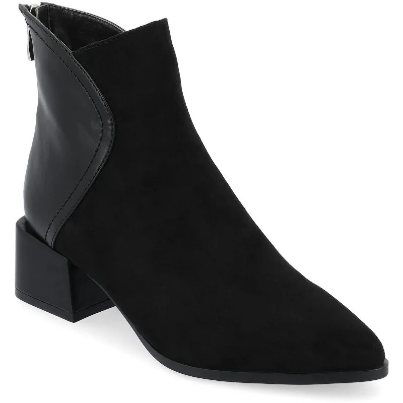 Journee Collection Womens Consuello Two Tone Pointed Toe Ankle Boots Upcycled Shoe Look  