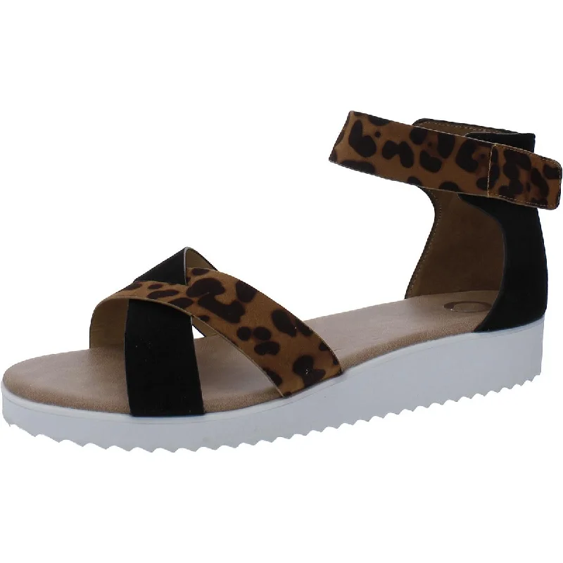 Journee Collection Womens Criss-Cross Front Ankle Wrap Wedge Sandals Zip - Up Boot Style  