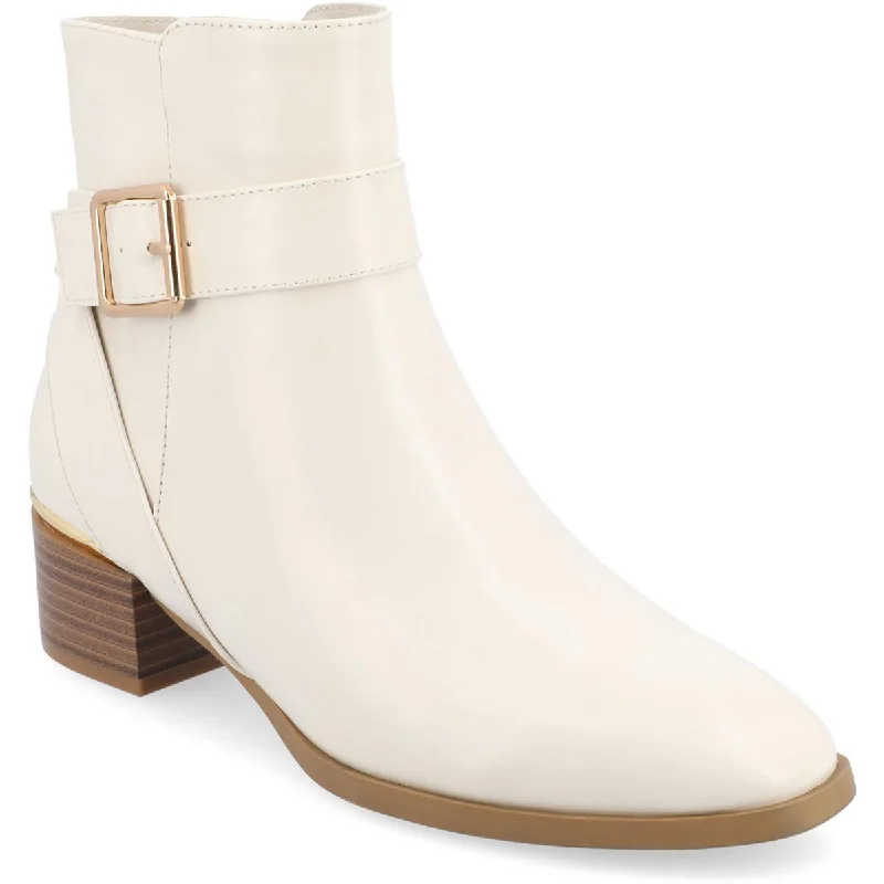 Journee Collection Womens Elley Faux Leather Block Heel Booties Slide Sandal Beach Style  