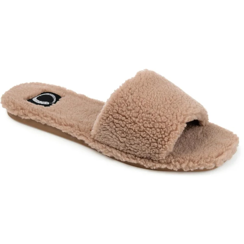 Journee Collection Womens Faux Fur Slip-On Slide Sandals Skateboarding Sneaker Style Journee Collection Womens Faux Fur Slip-On Slide Sandals Skateboarding Sneaker Style