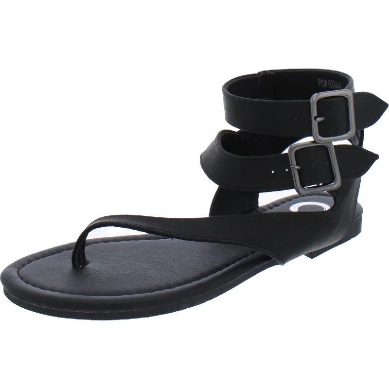 Journee Collection Womens Faux Leather Ankle Strap Hiking Boot Durability Style  