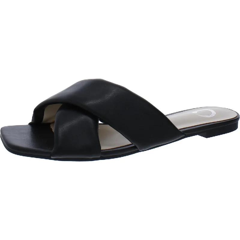Journee Collection Womens Faux Leather Criss-Cross Front Slide Sandals Neon - Accent Sneaker Look Journee Collection Womens Faux Leather Criss-Cross Front Slide Sandals Neon - Accent Sneaker Look