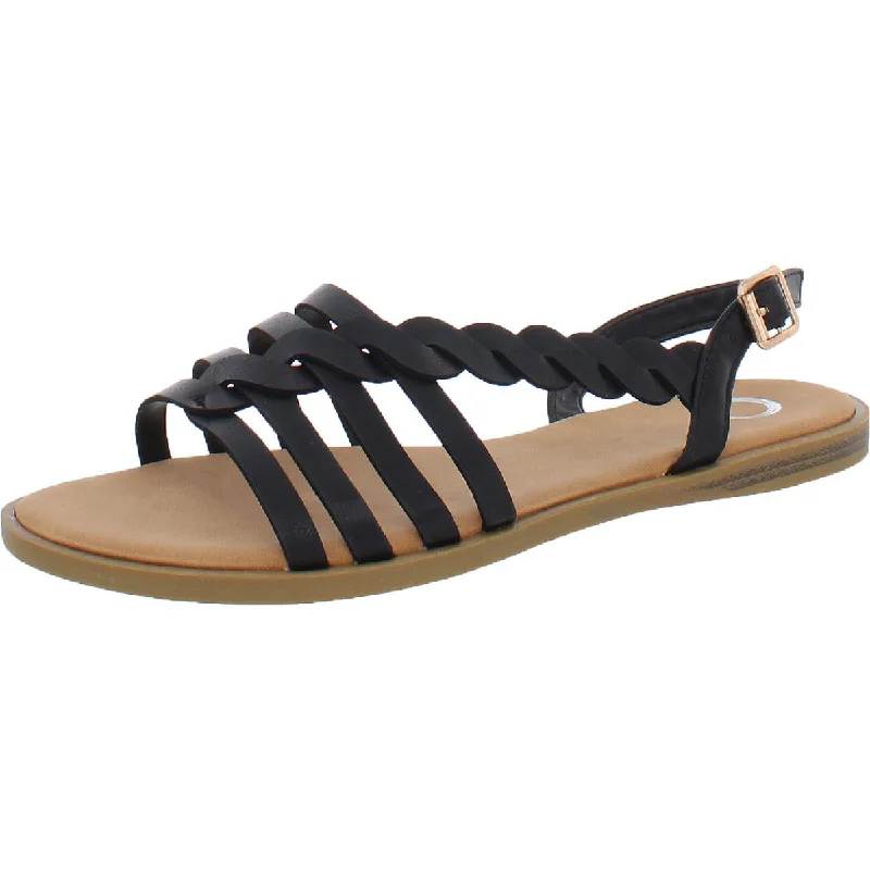Journee Collection Womens Faux Leather Flat Slingback Sandals Mod Oxford Design  